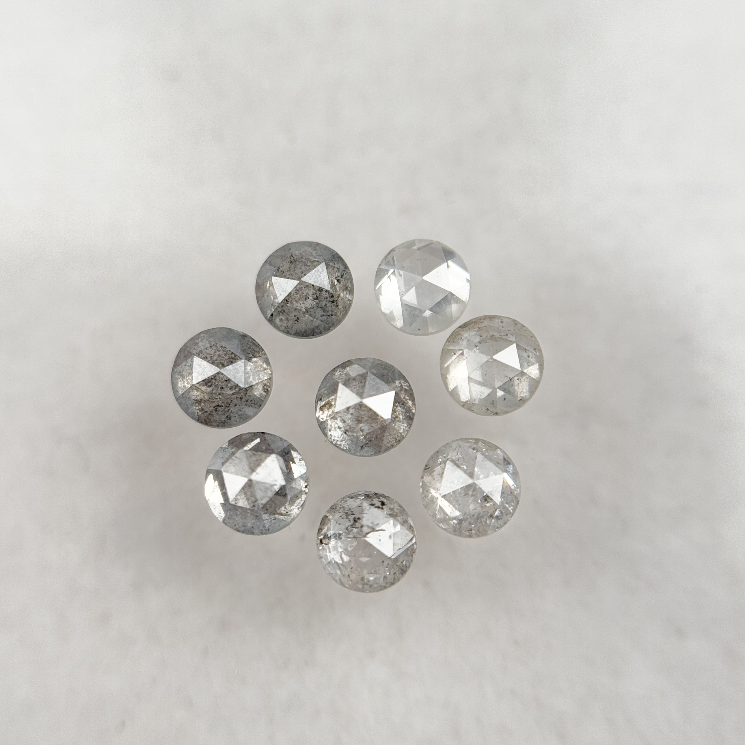 3.0 MM Round Rose Cut Grey Natural Salt and Pepper Diamond