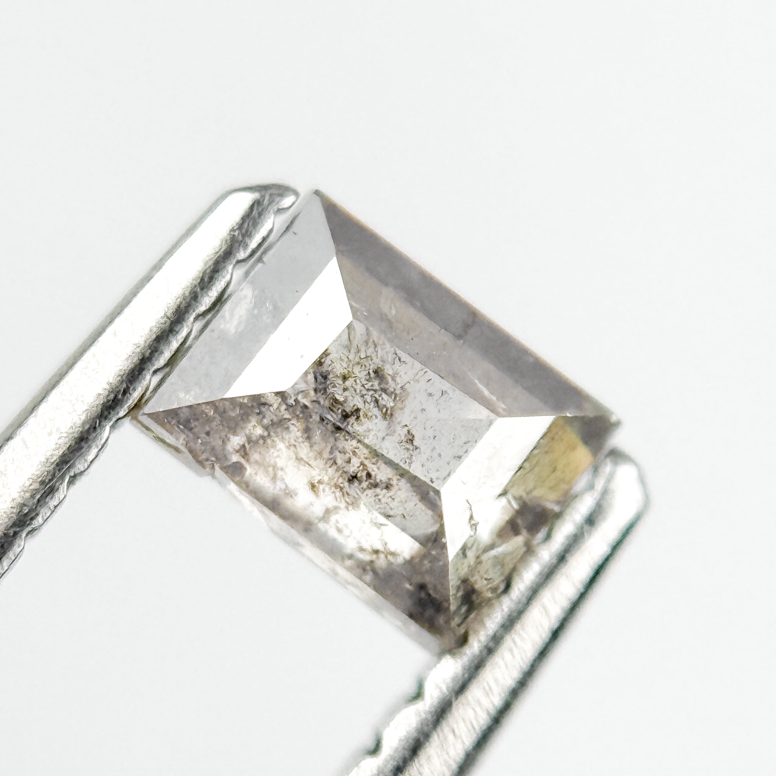 0.44 Ct Baguette Rose Cut Grey Natural Salt and Pepper Diamond