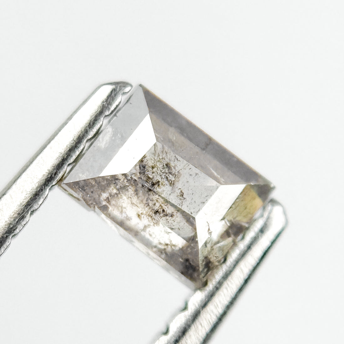 0.44 Ct Baguette Rose Cut Grey Natural Salt and Pepper Diamond