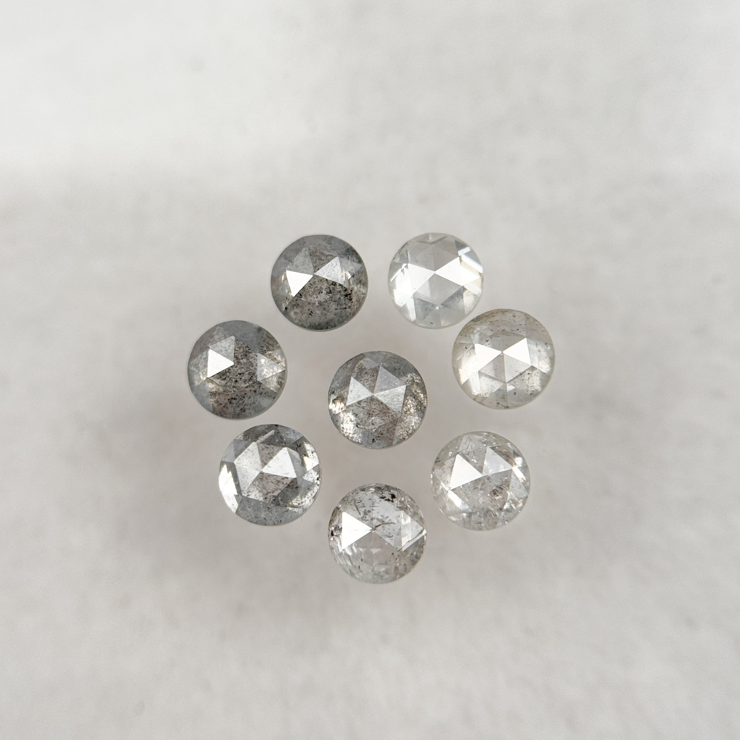 3.0 MM Round Rose Cut Grey Natural Salt and Pepper Diamond