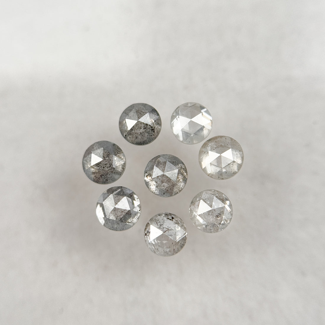3.0 MM Round Rose Cut Grey Natural Salt and Pepper Diamond