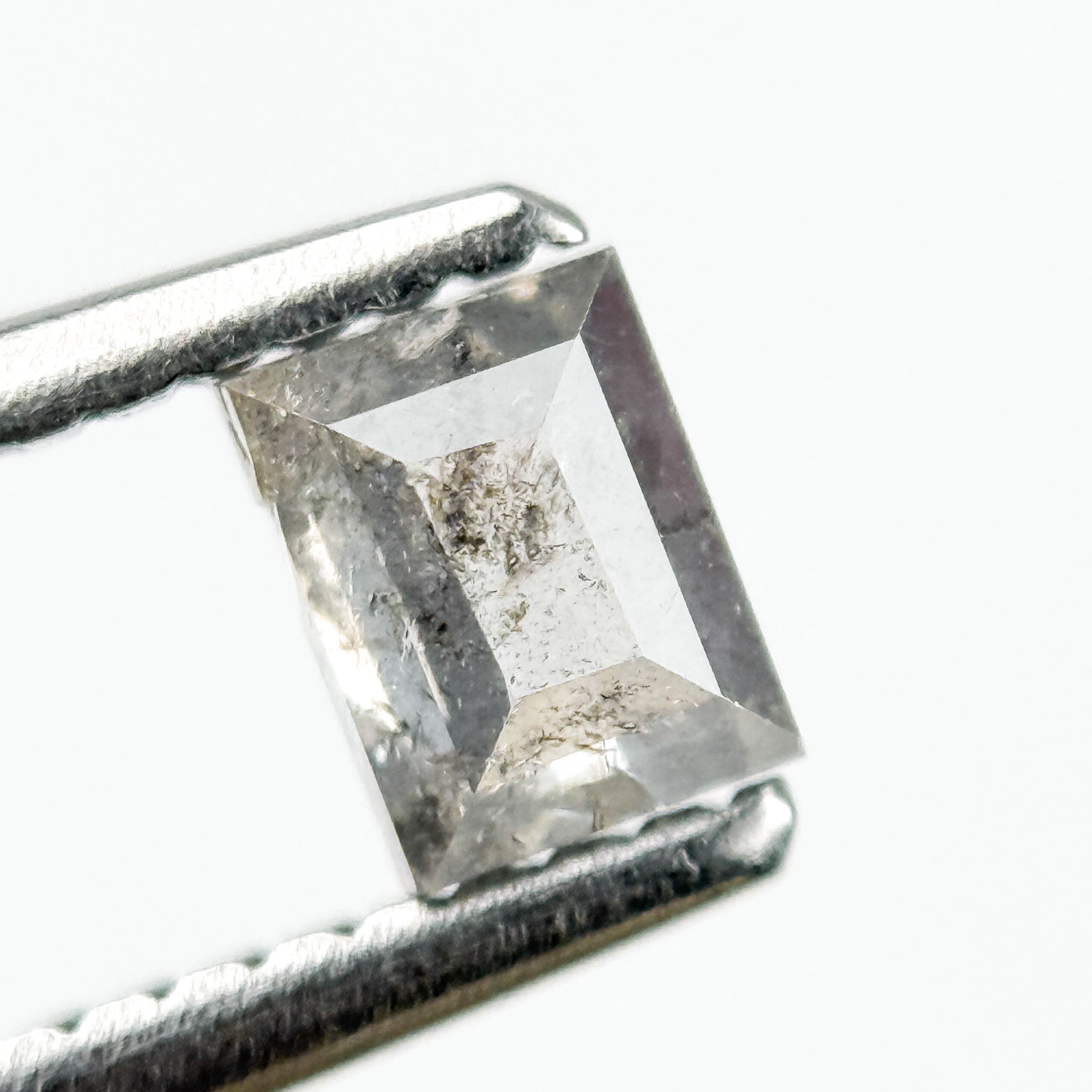 0.44 Ct Baguette Rose Cut Grey Natural Salt and Pepper Diamond