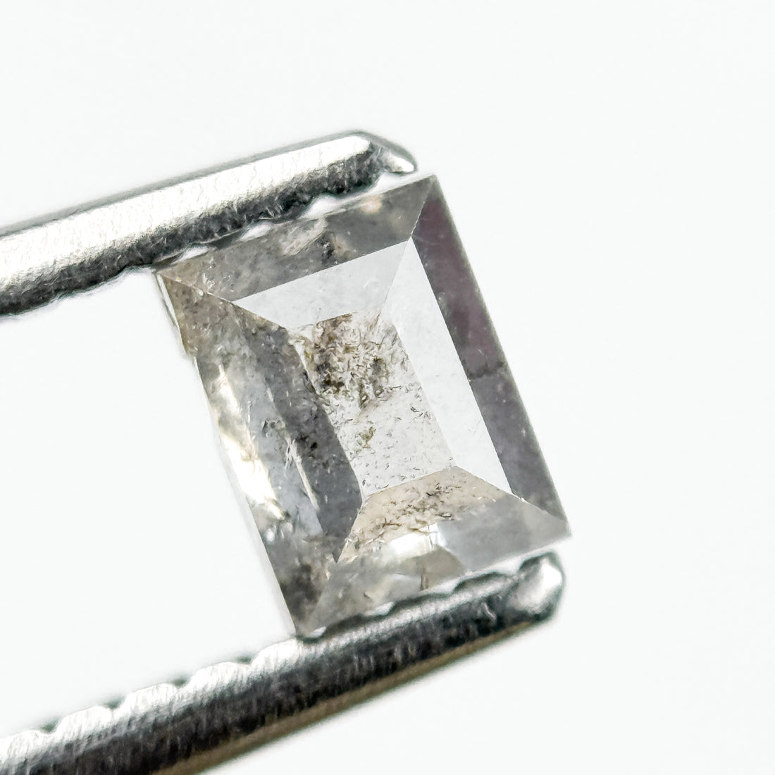 0.44 Ct Baguette Rose Cut Grey Natural Salt and Pepper Diamond