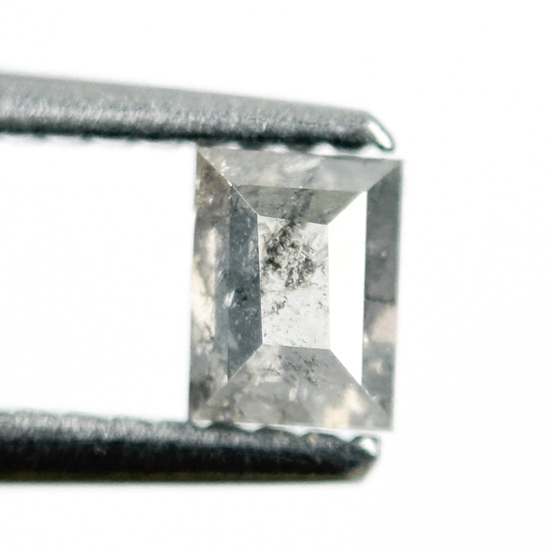 0.44 Ct Baguette Rose Cut Grey Natural Salt and Pepper Diamond