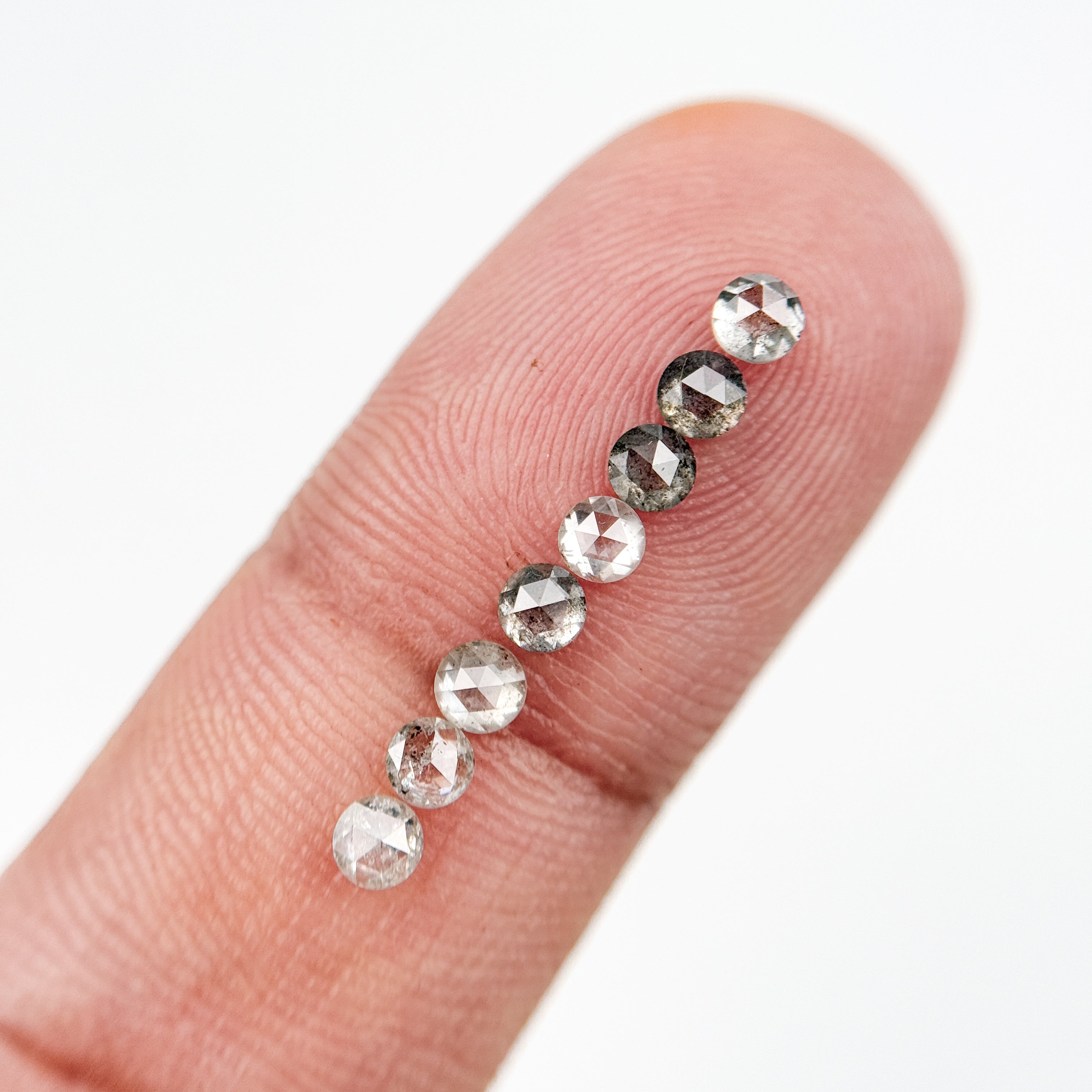 3.0 MM Round Rose Cut Grey Natural Salt and Pepper Diamond