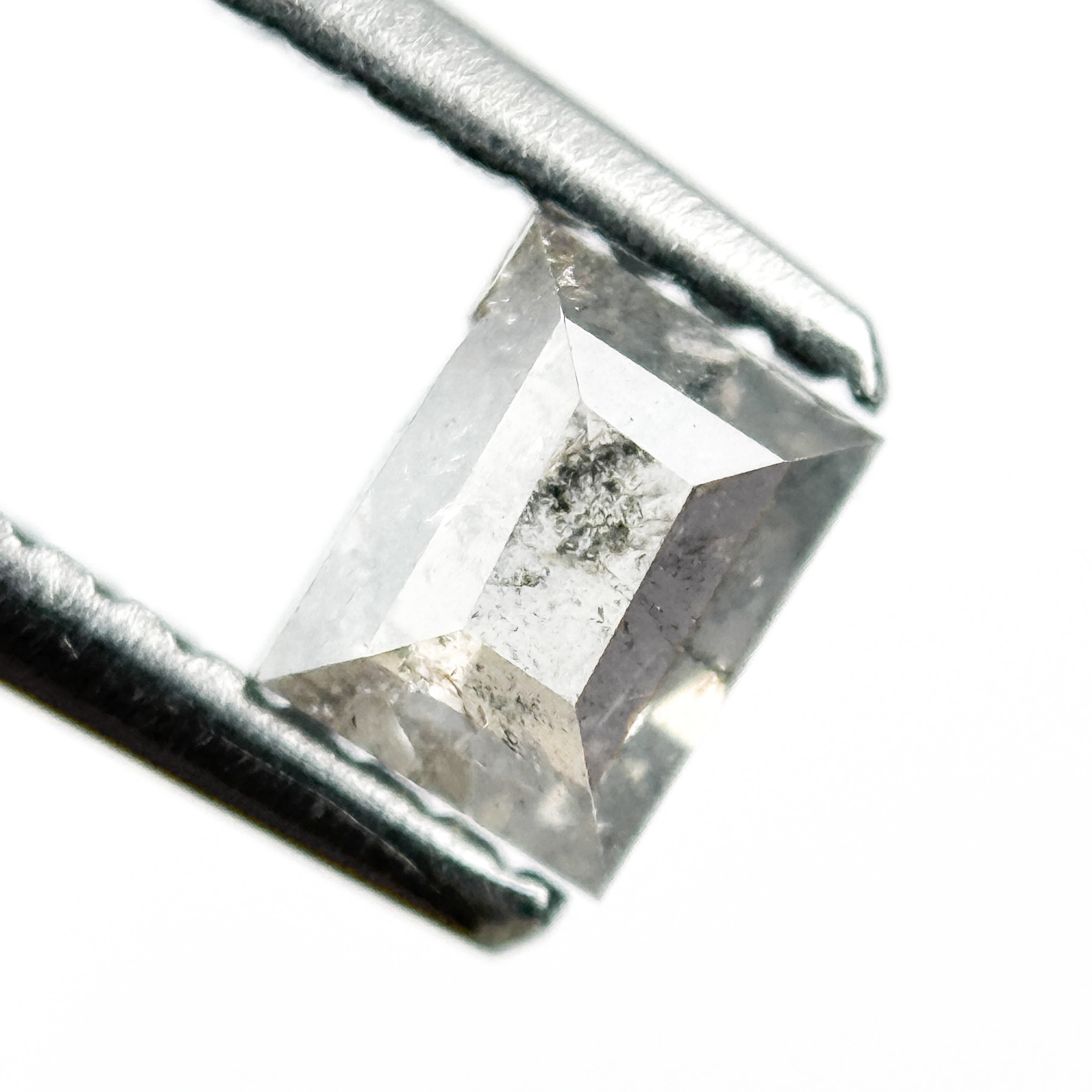 0.44 Ct Baguette Rose Cut Grey Natural Salt and Pepper Diamond