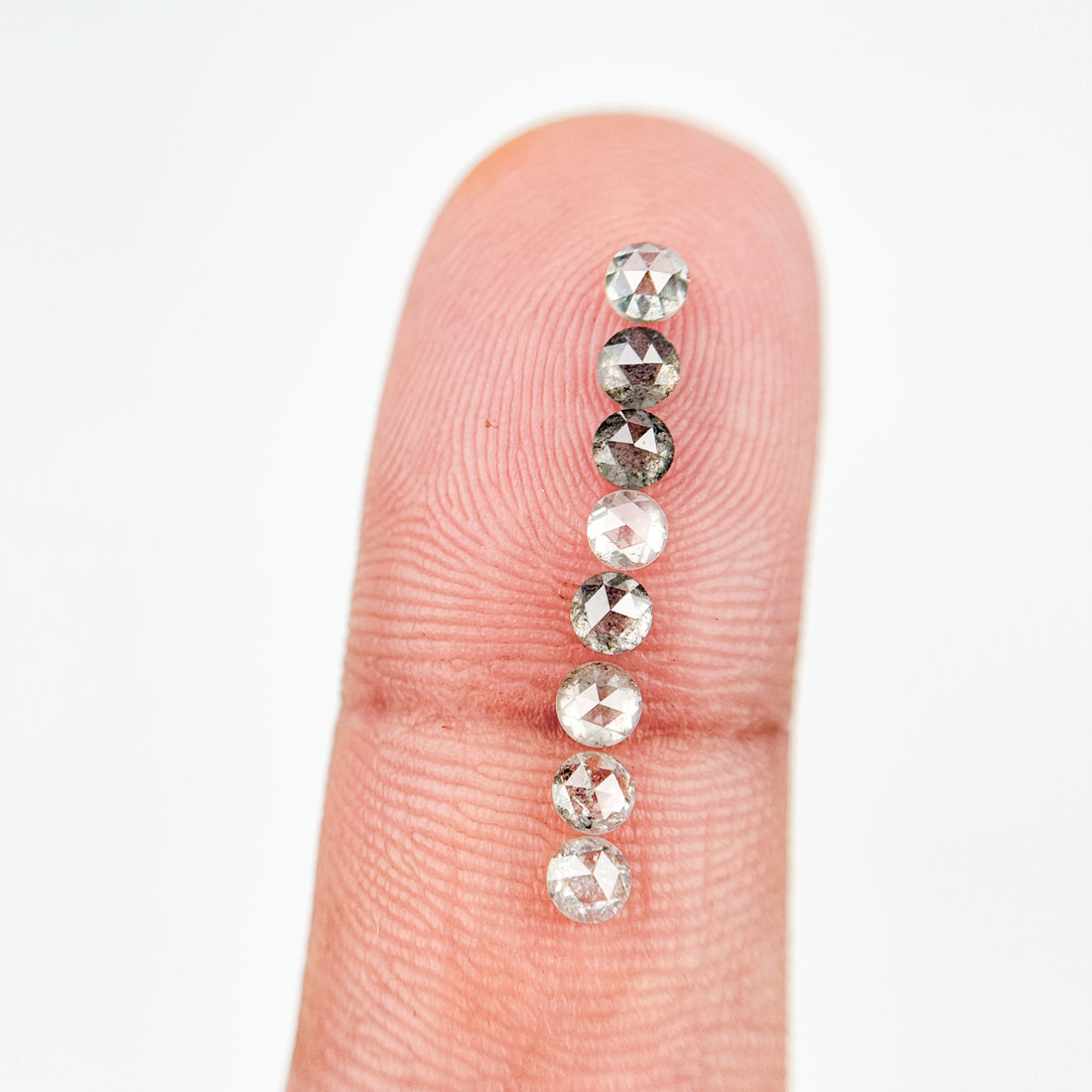 3.0 MM Round Rose Cut Grey Natural Salt and Pepper Diamond