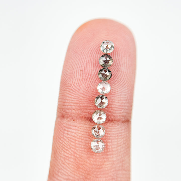 3.0 MM Round Rose Cut Grey Natural Salt and Pepper Diamond