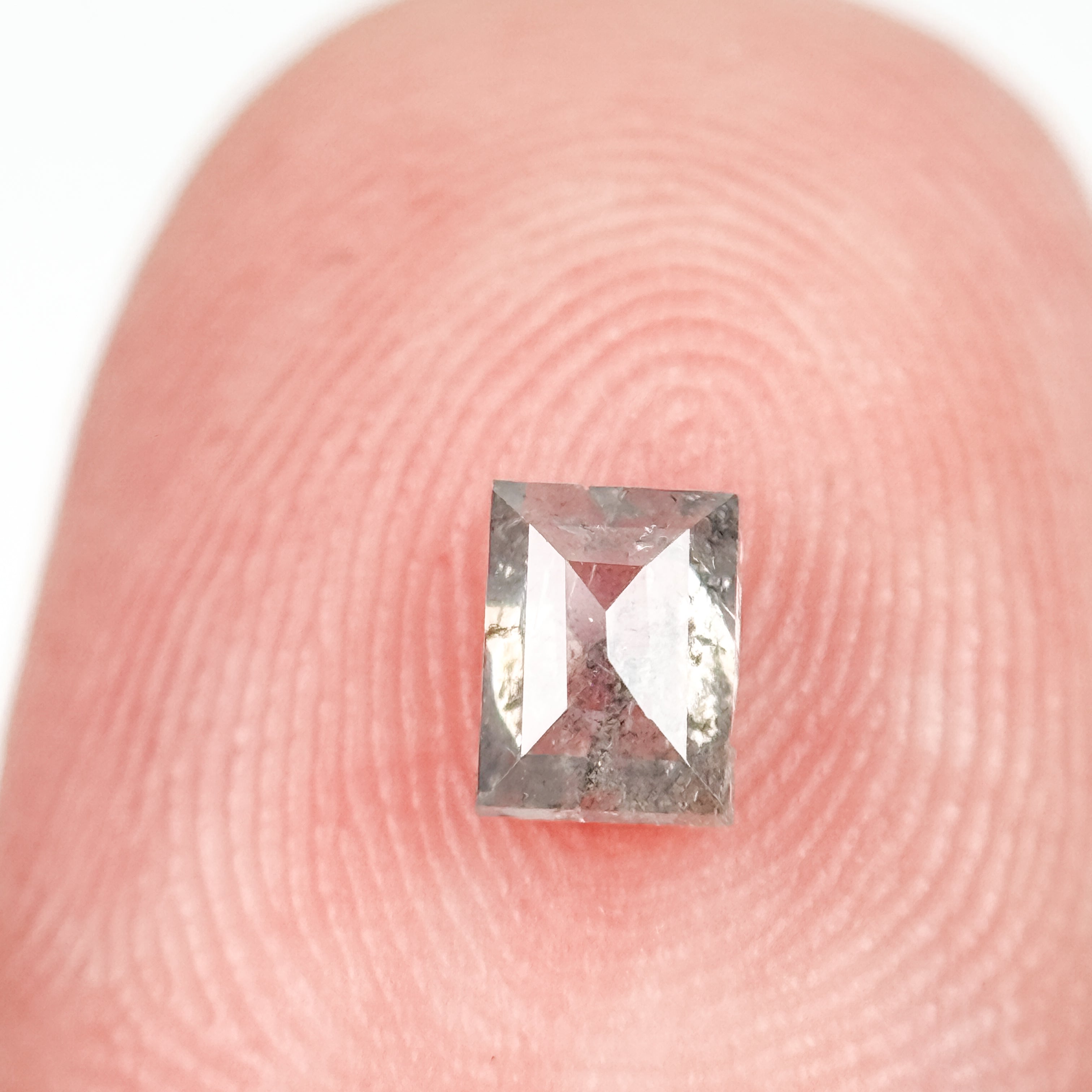 0.44 Ct Baguette Rose Cut Grey Natural Salt and Pepper Diamond