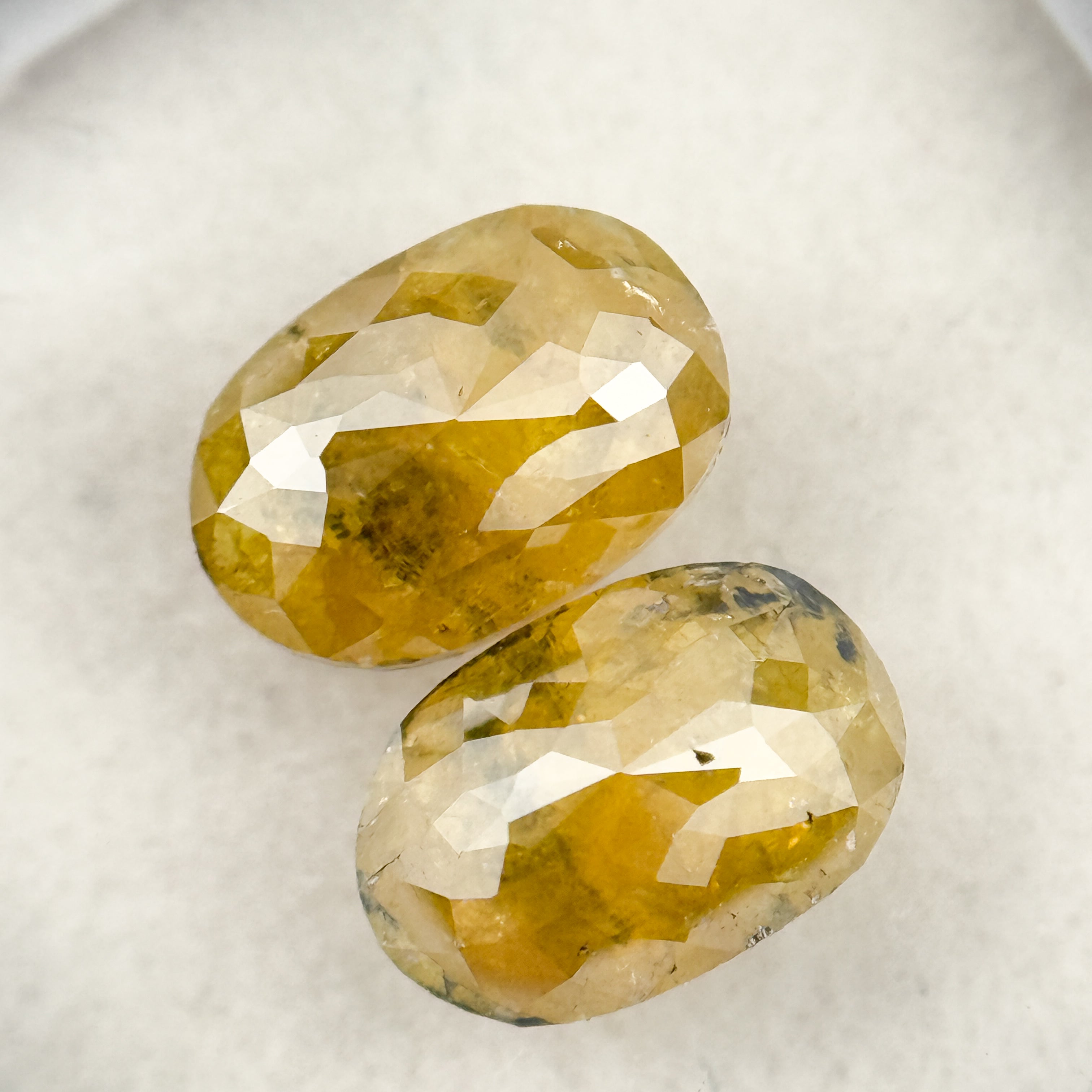 2.19 Ct Oval Rose Cut Yellow Natural Salt and Pepper Diamond Pair