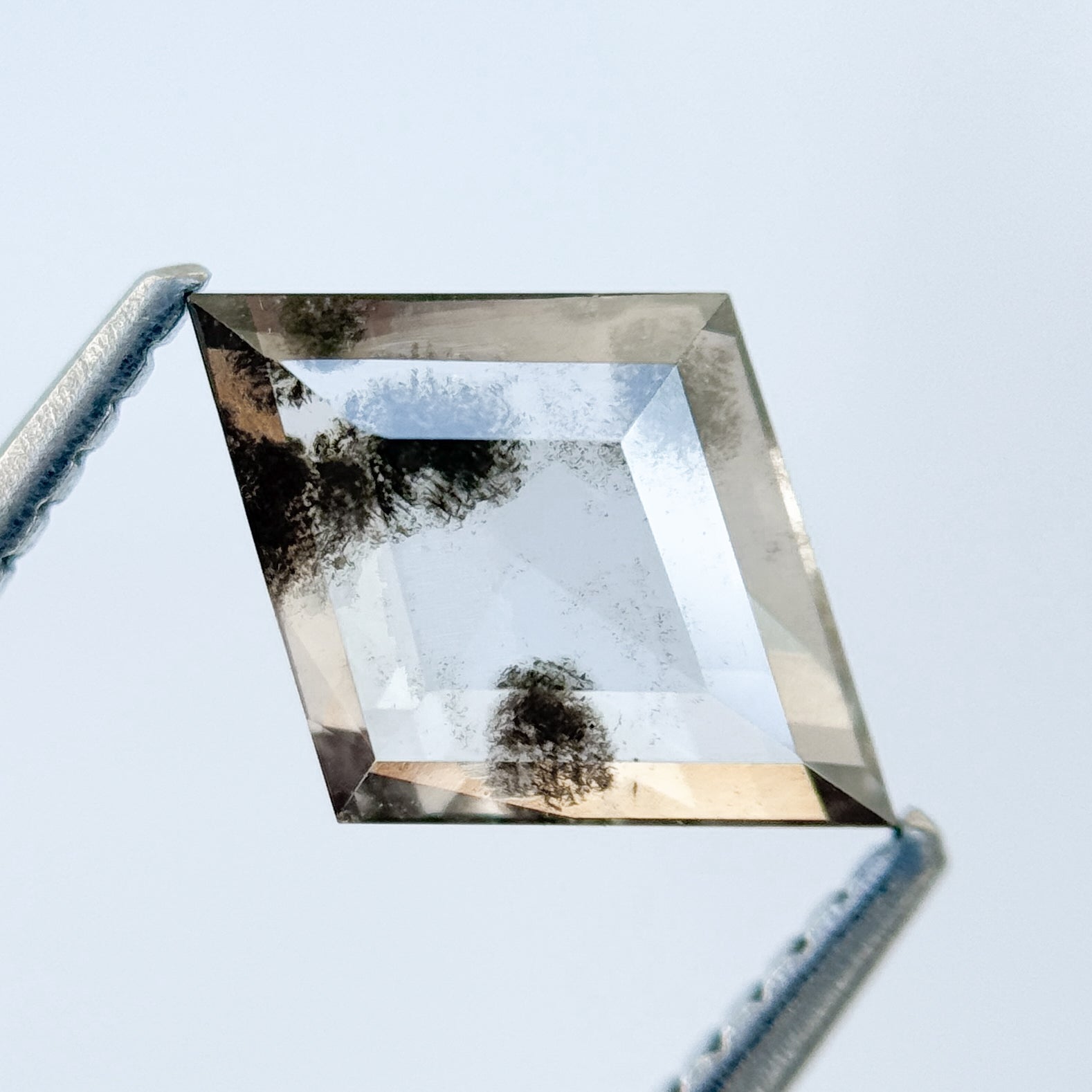 1.32 Ct Kite Rose Cut Grey Natural Salt and Pepper Diamond
