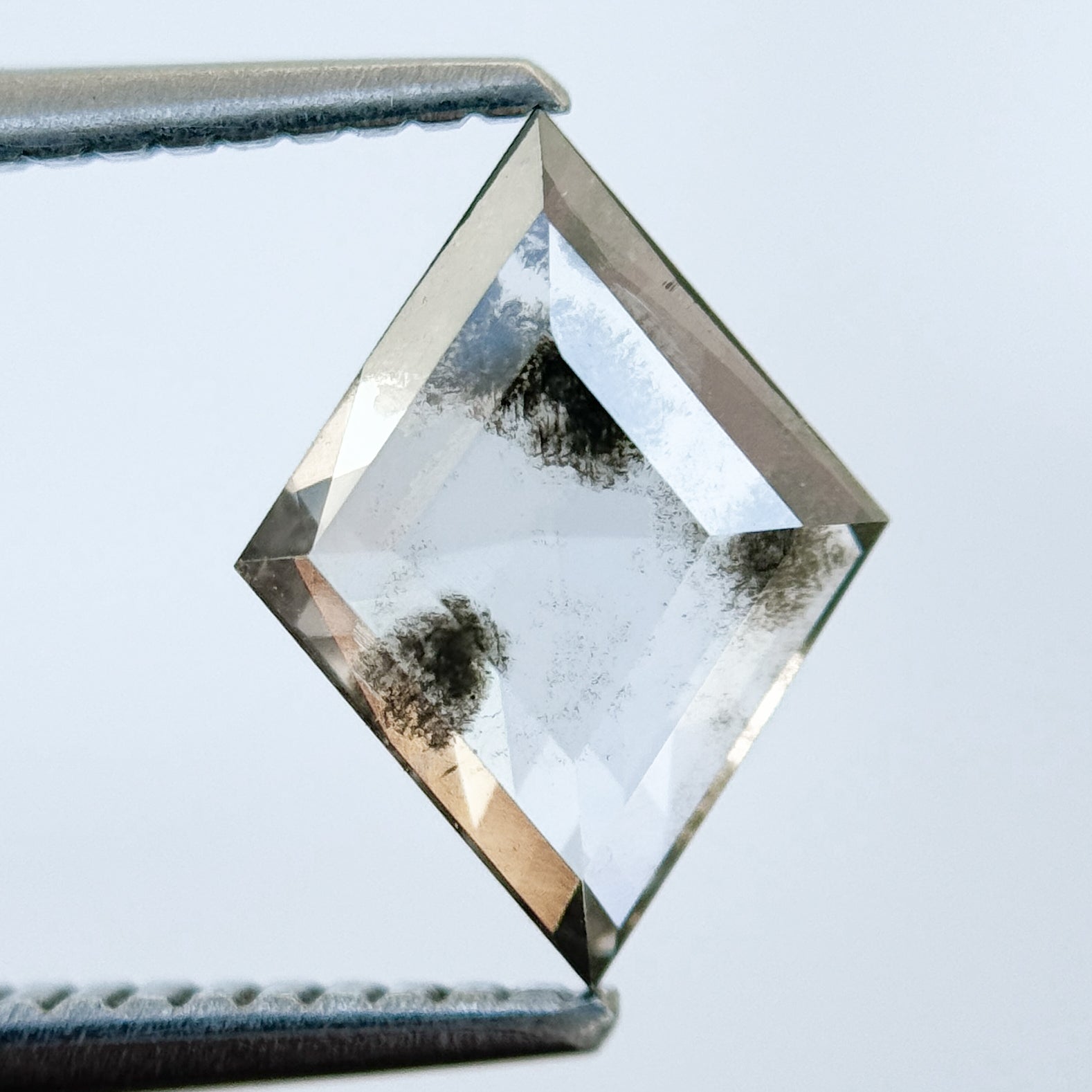 1.32 Ct Kite Rose Cut Grey Natural Salt and Pepper Diamond