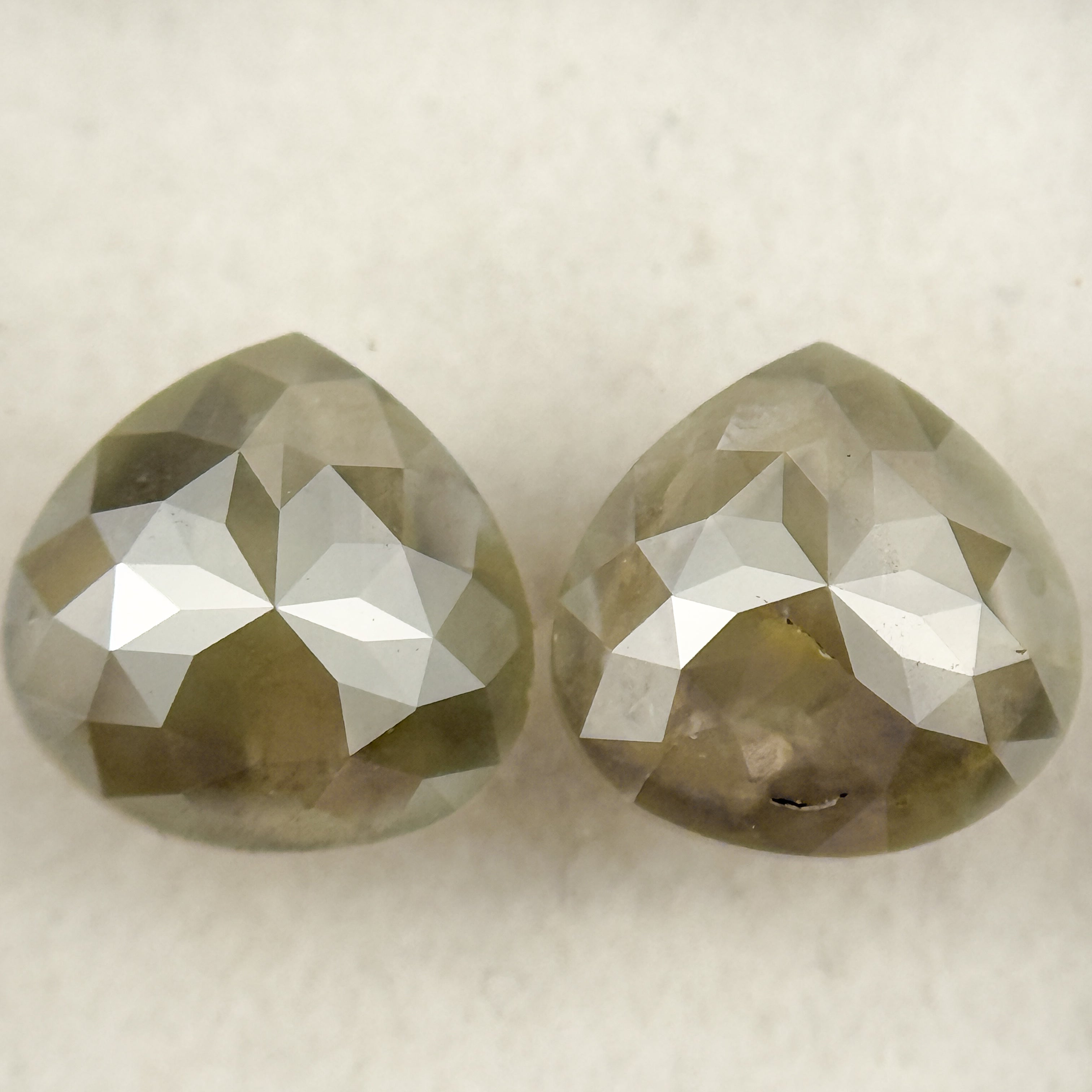 2.36 Ct Pear Rose Cut Grey Natural Salt and Pepper Diamond