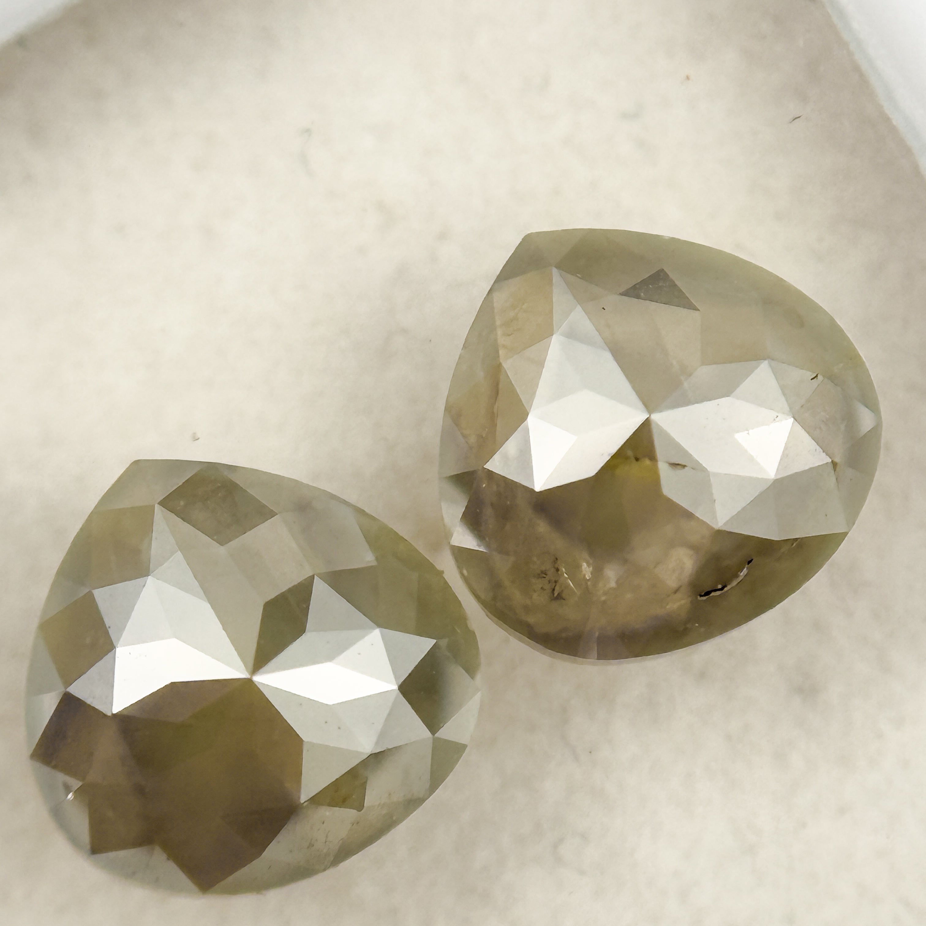 2.36 Ct Pear Rose Cut Grey Natural Salt and Pepper Diamond