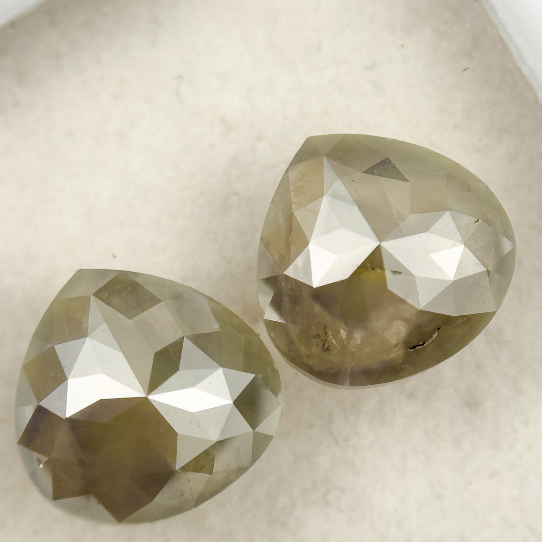 2.36 Ct Pear Rose Cut Grey Natural Salt and Pepper Diamond