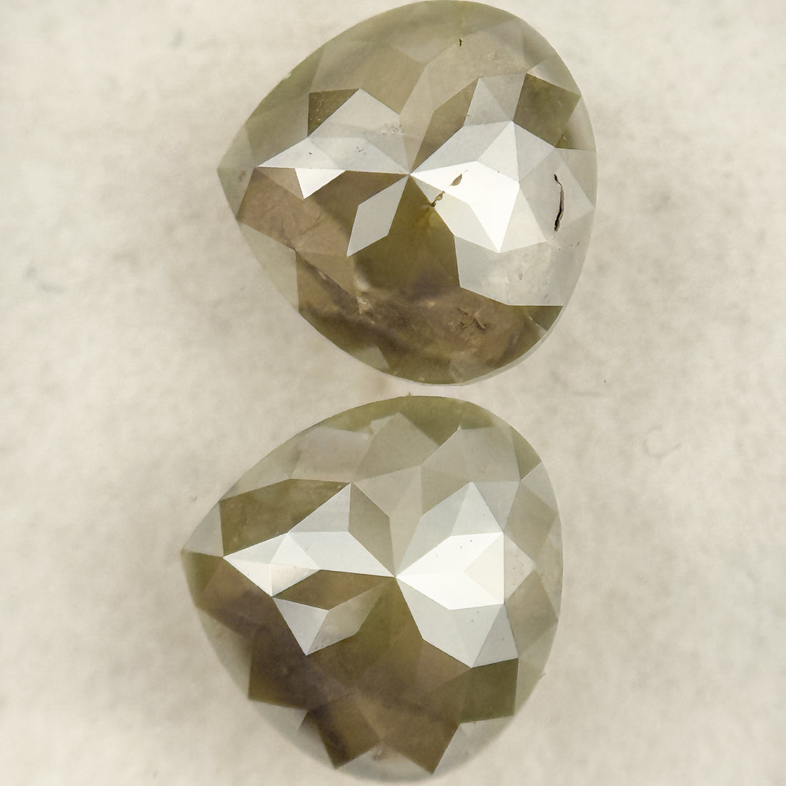 2.36 Ct Pear Rose Cut Grey Natural Salt and Pepper Diamond