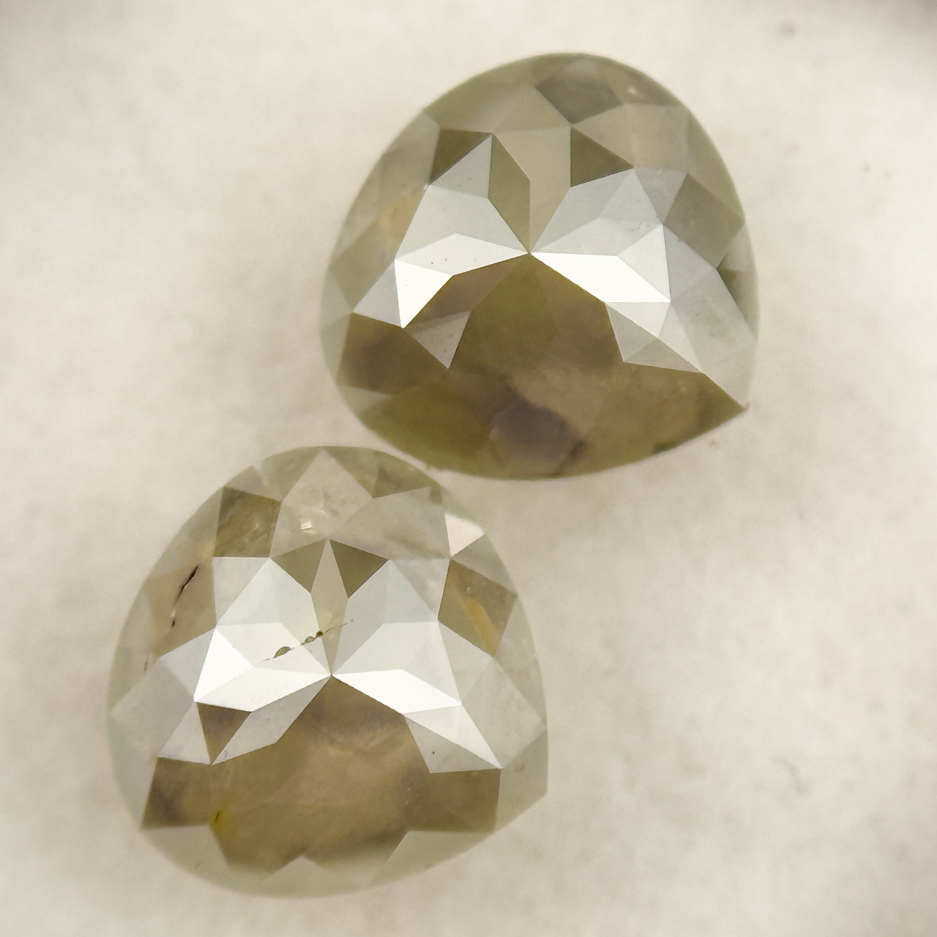 2.36 Ct Pear Rose Cut Grey Natural Salt and Pepper Diamond