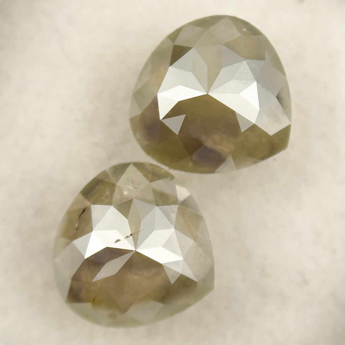 2.36 Ct Pear Rose Cut Grey Natural Salt and Pepper Diamond