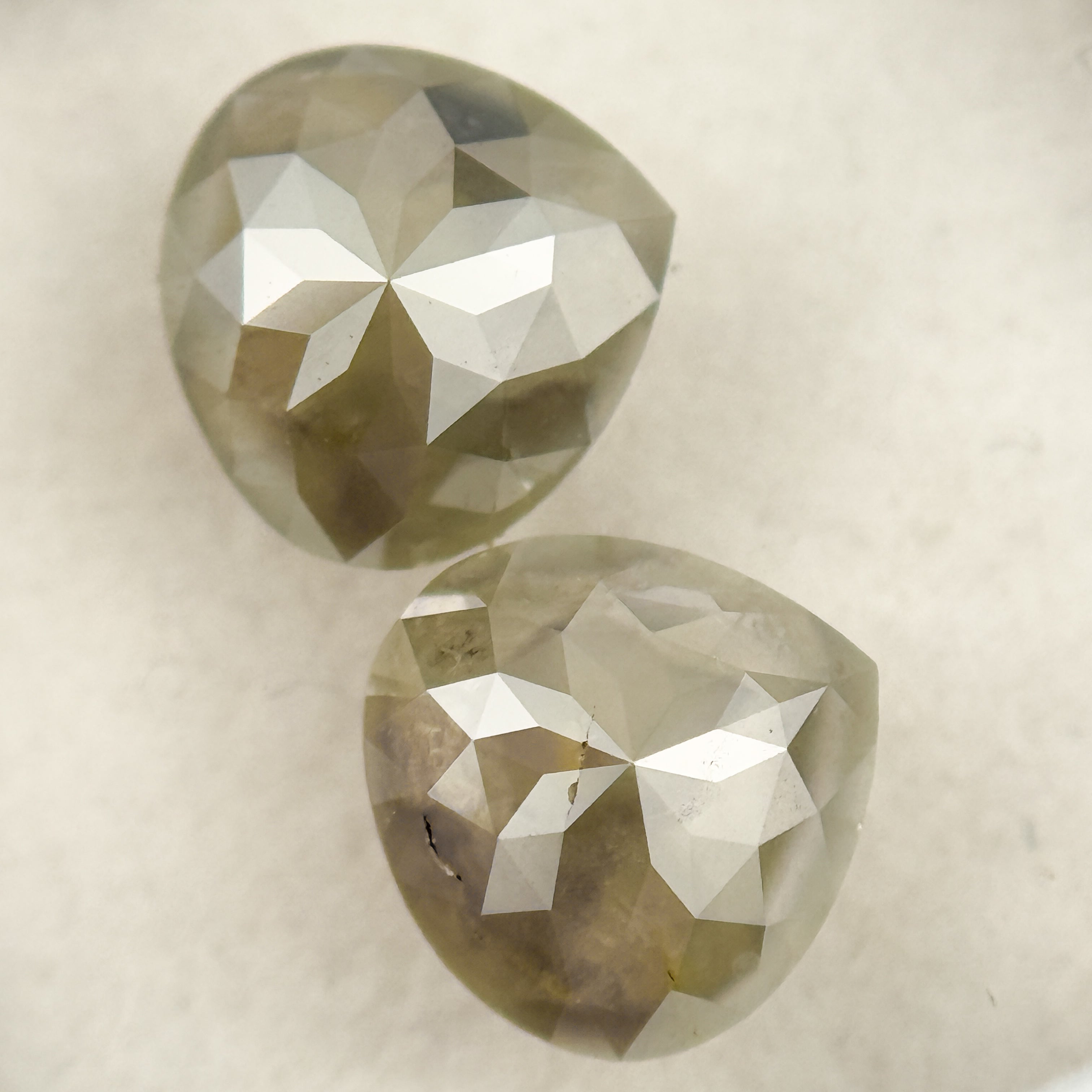 2.36 Ct Pear Rose Cut Grey Natural Salt and Pepper Diamond