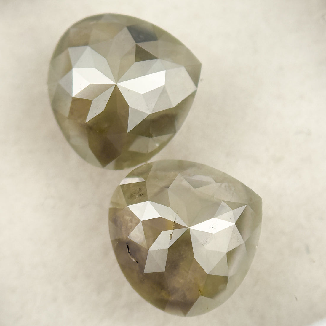 2.36 Ct Pear Rose Cut Grey Natural Salt and Pepper Diamond
