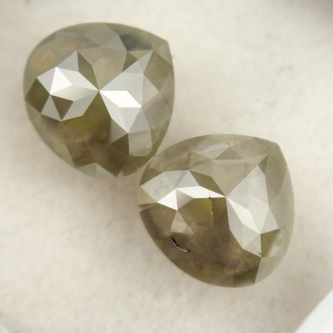 2.36 Ct Pear Rose Cut Grey Natural Salt and Pepper Diamond