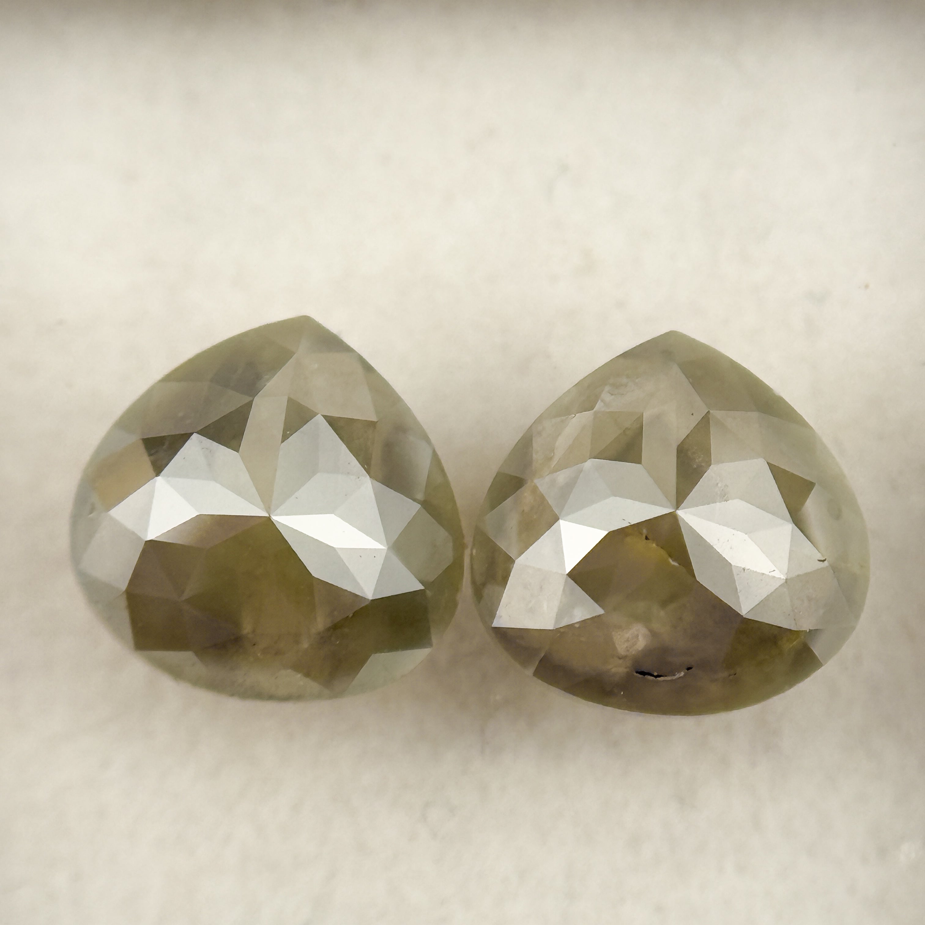 2.36 Ct Pear Rose Cut Grey Natural Salt and Pepper Diamond