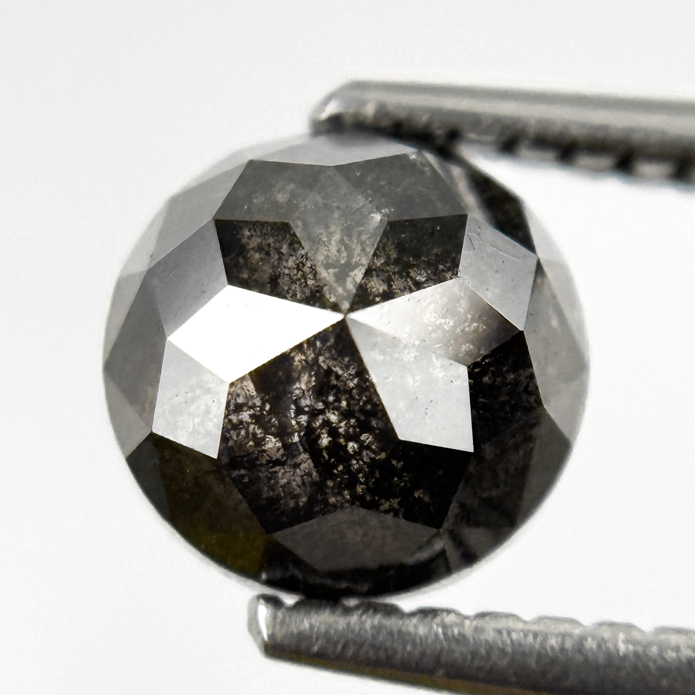 1.80 Ct Round Rose Cut Grey Natural Salt and Pepper Diamond