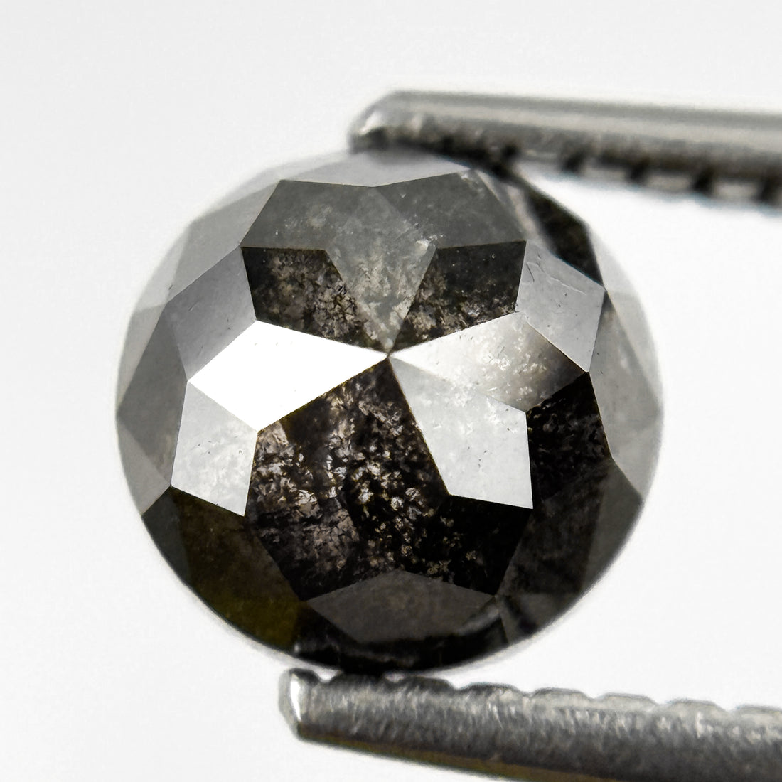1.80 Ct Round Rose Cut Grey Natural Salt and Pepper Diamond