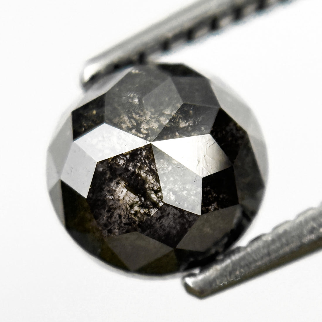 1.80 Ct Round Rose Cut Grey Natural Salt and Pepper Diamond