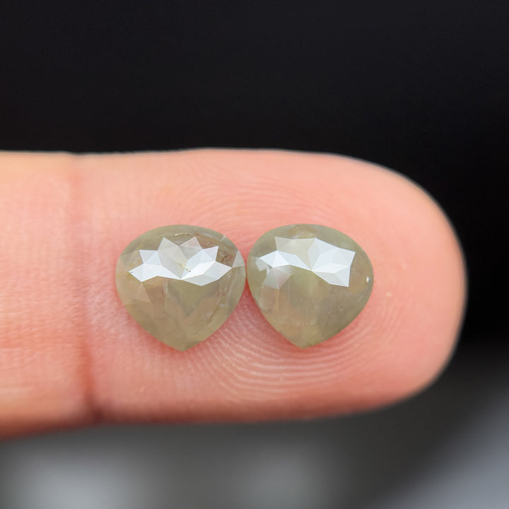 2.36 Ct Pear Rose Cut Grey Natural Salt and Pepper Diamond
