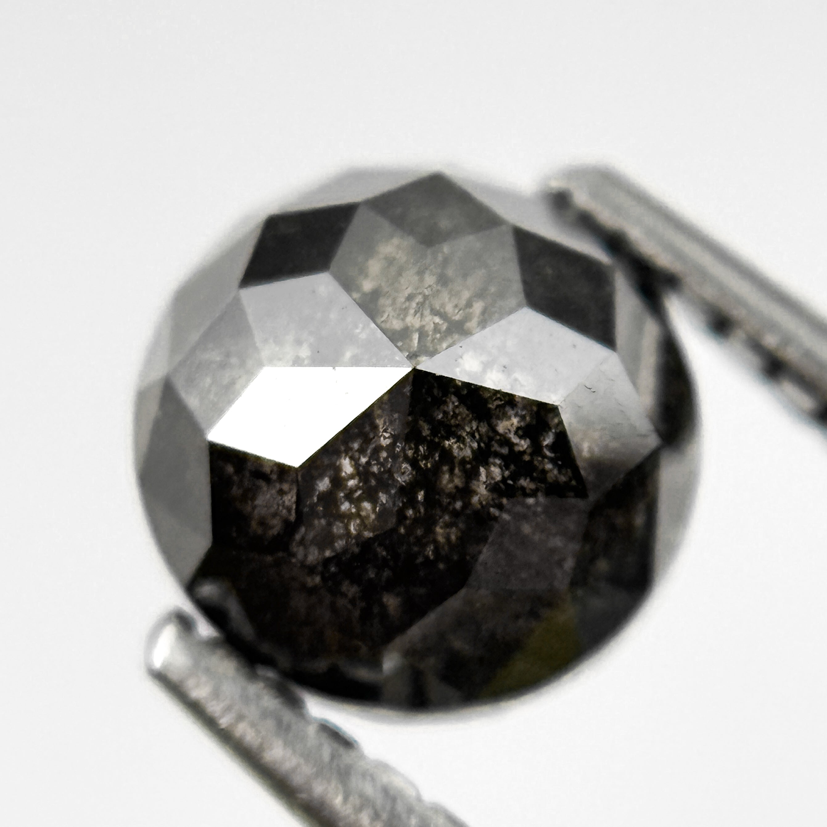 1.80 Ct Round Rose Cut Grey Natural Salt and Pepper Diamond