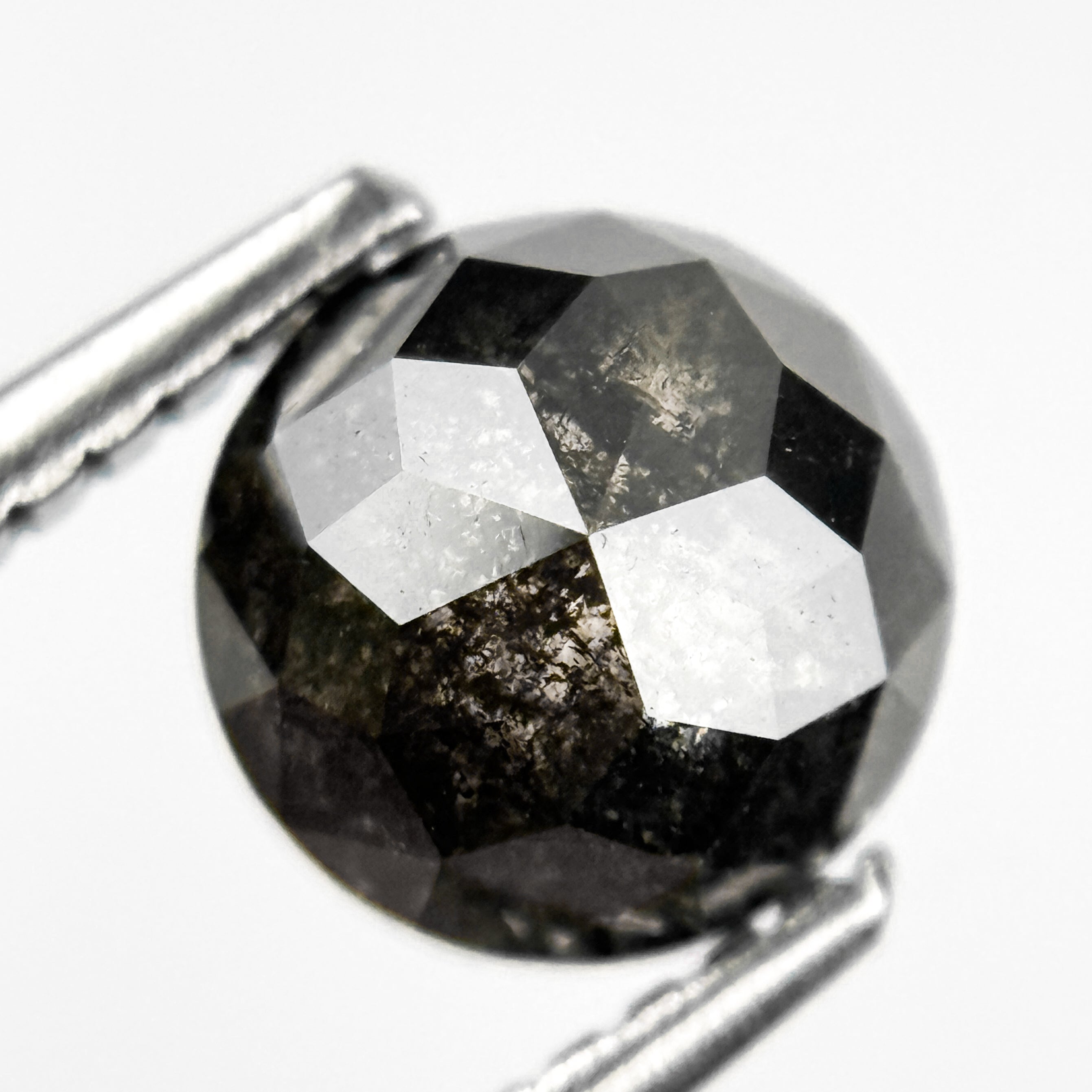 1.80 Ct Round Rose Cut Grey Natural Salt and Pepper Diamond