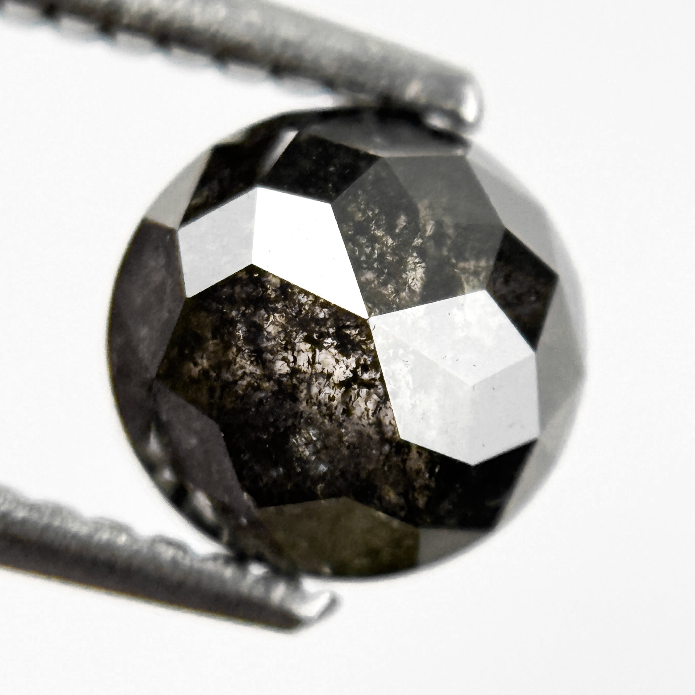 1.80 Ct Round Rose Cut Grey Natural Salt and Pepper Diamond