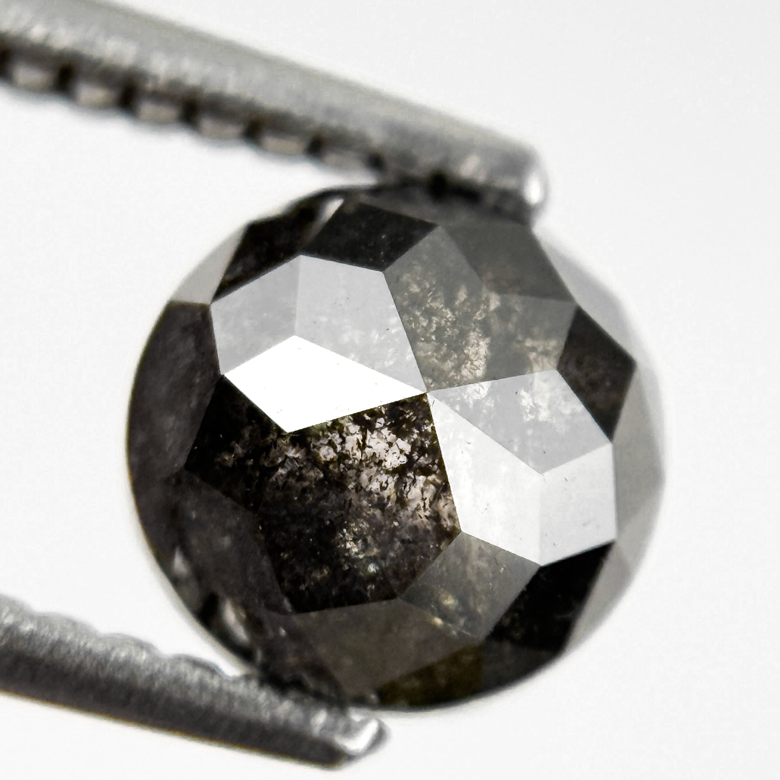 1.80 Ct Round Rose Cut Grey Natural Salt and Pepper Diamond