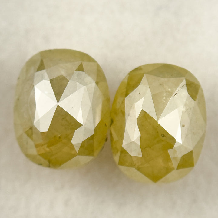 2.74 Ct Oval Rose Cut Yellow Natural Salt and Pepper Diamond Pair