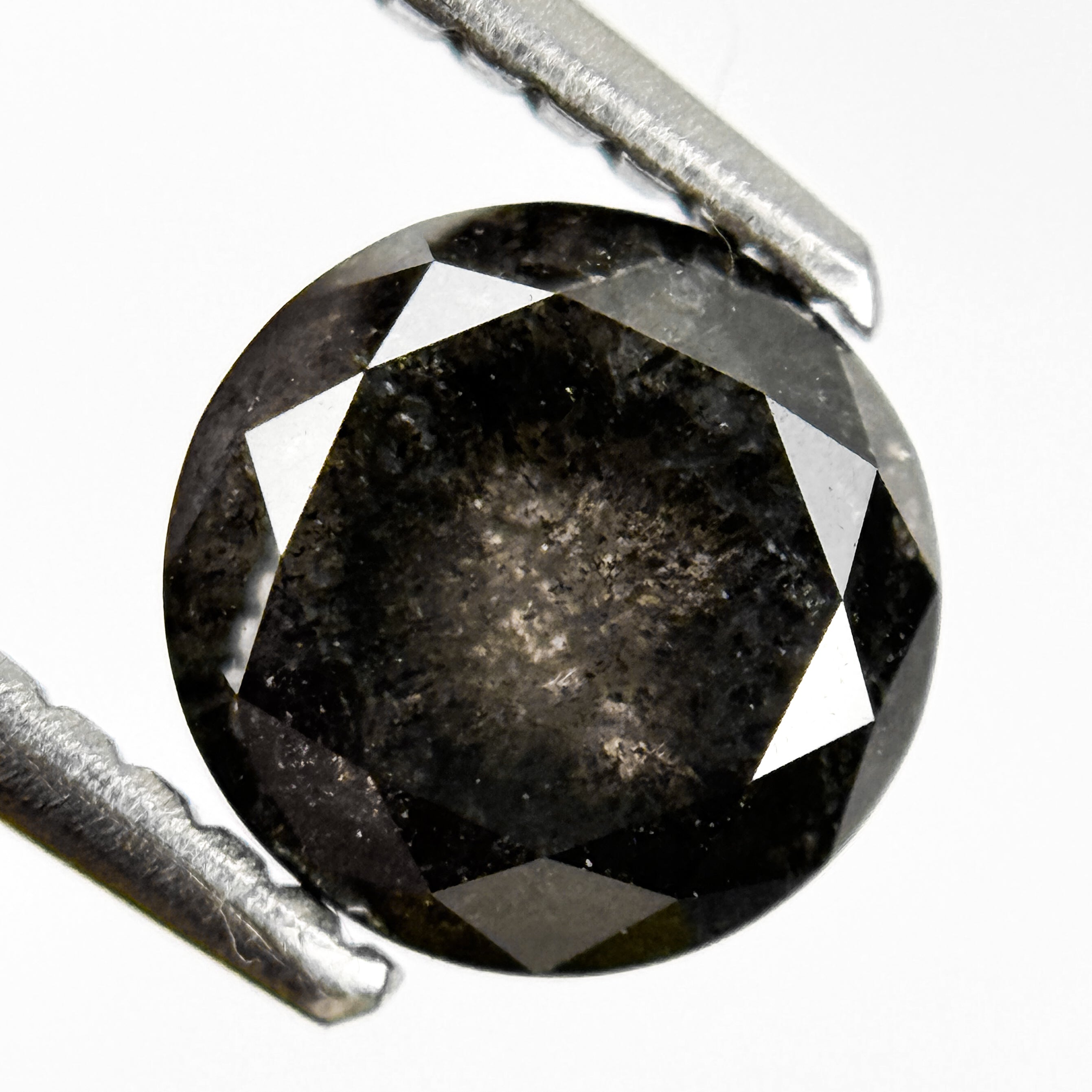 1.80 Ct Round Rose Cut Grey Natural Salt and Pepper Diamond