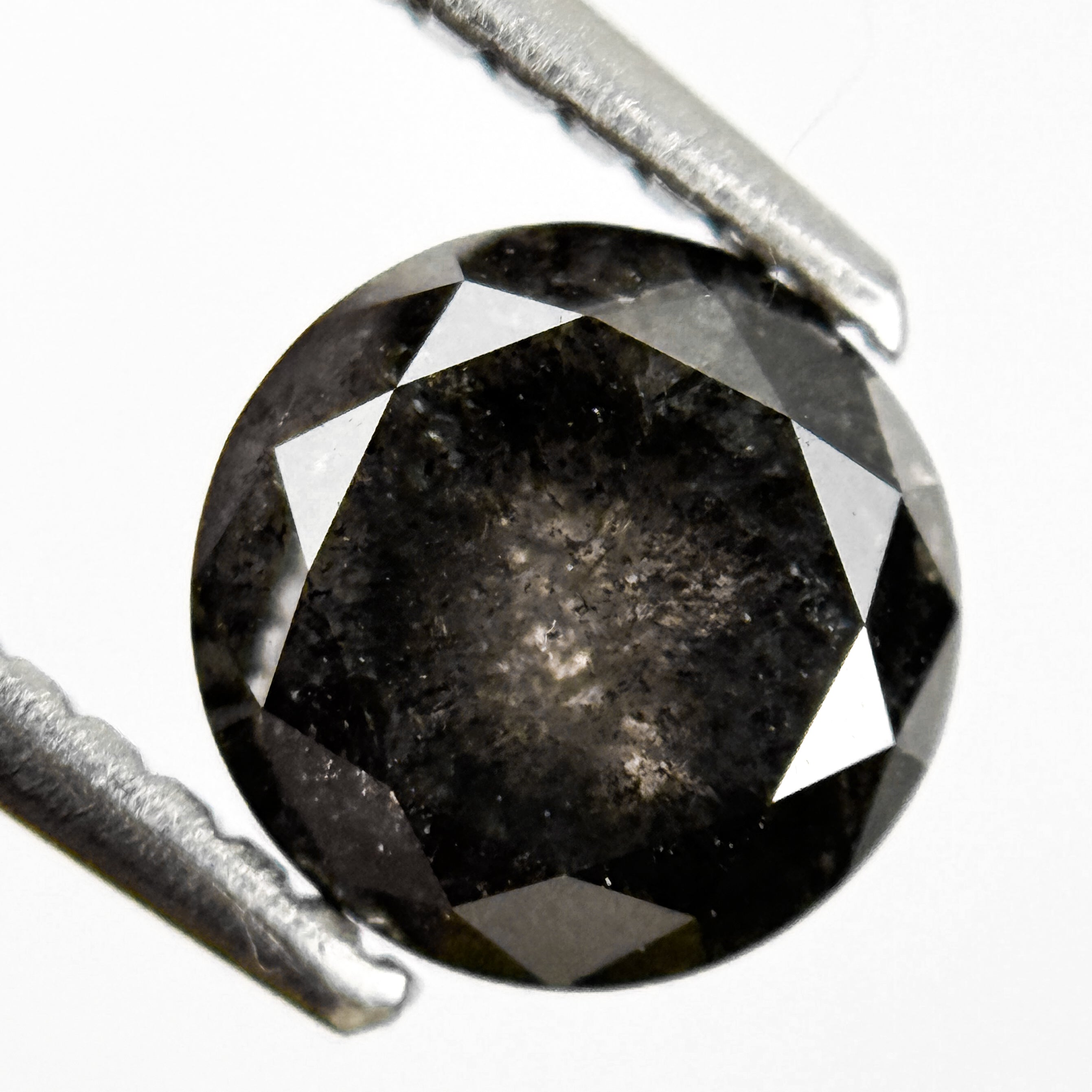 1.80 Ct Round Rose Cut Grey Natural Salt and Pepper Diamond