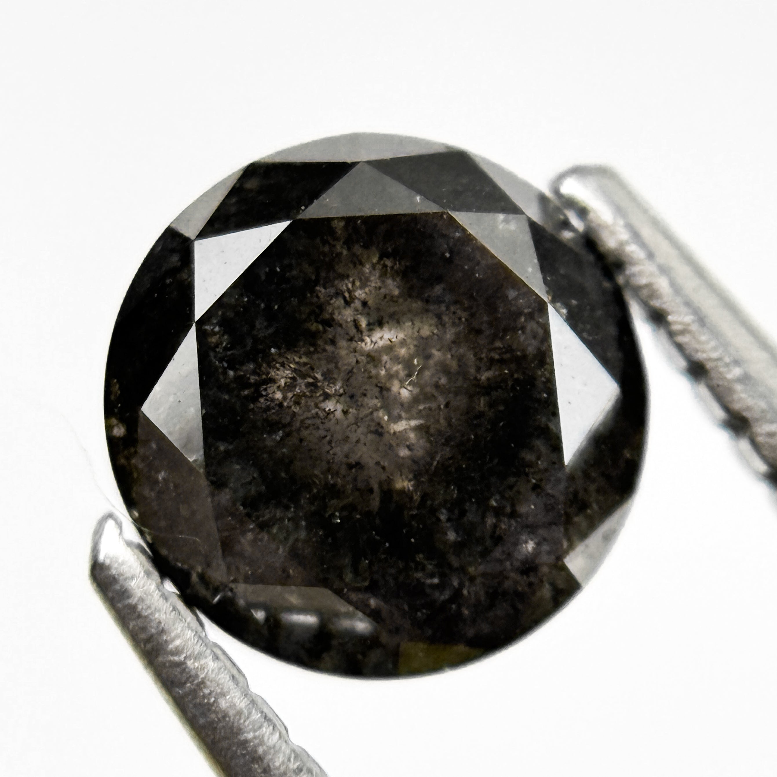 1.80 Ct Round Rose Cut Grey Natural Salt and Pepper Diamond