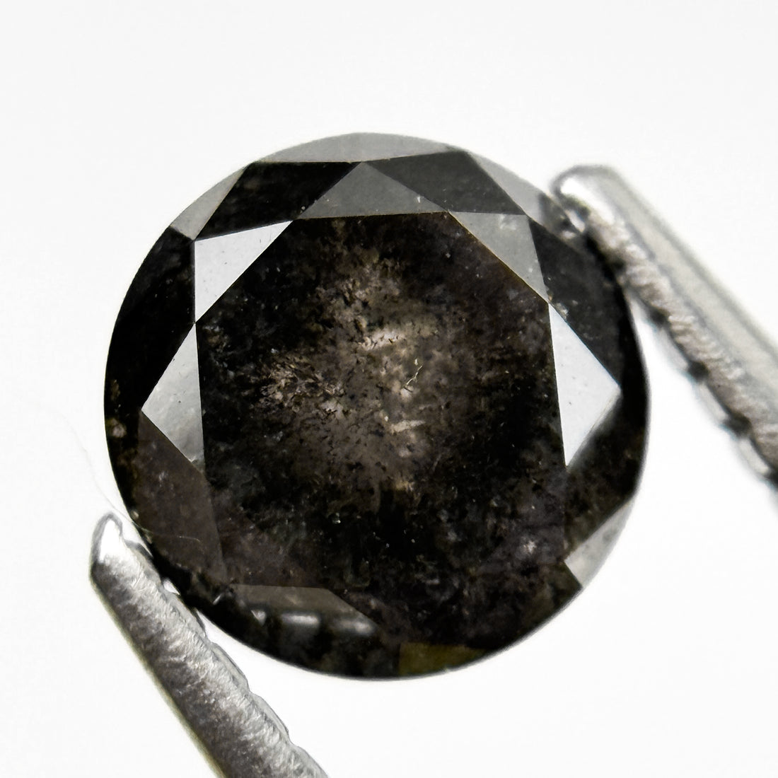 1.80 Ct Round Rose Cut Grey Natural Salt and Pepper Diamond