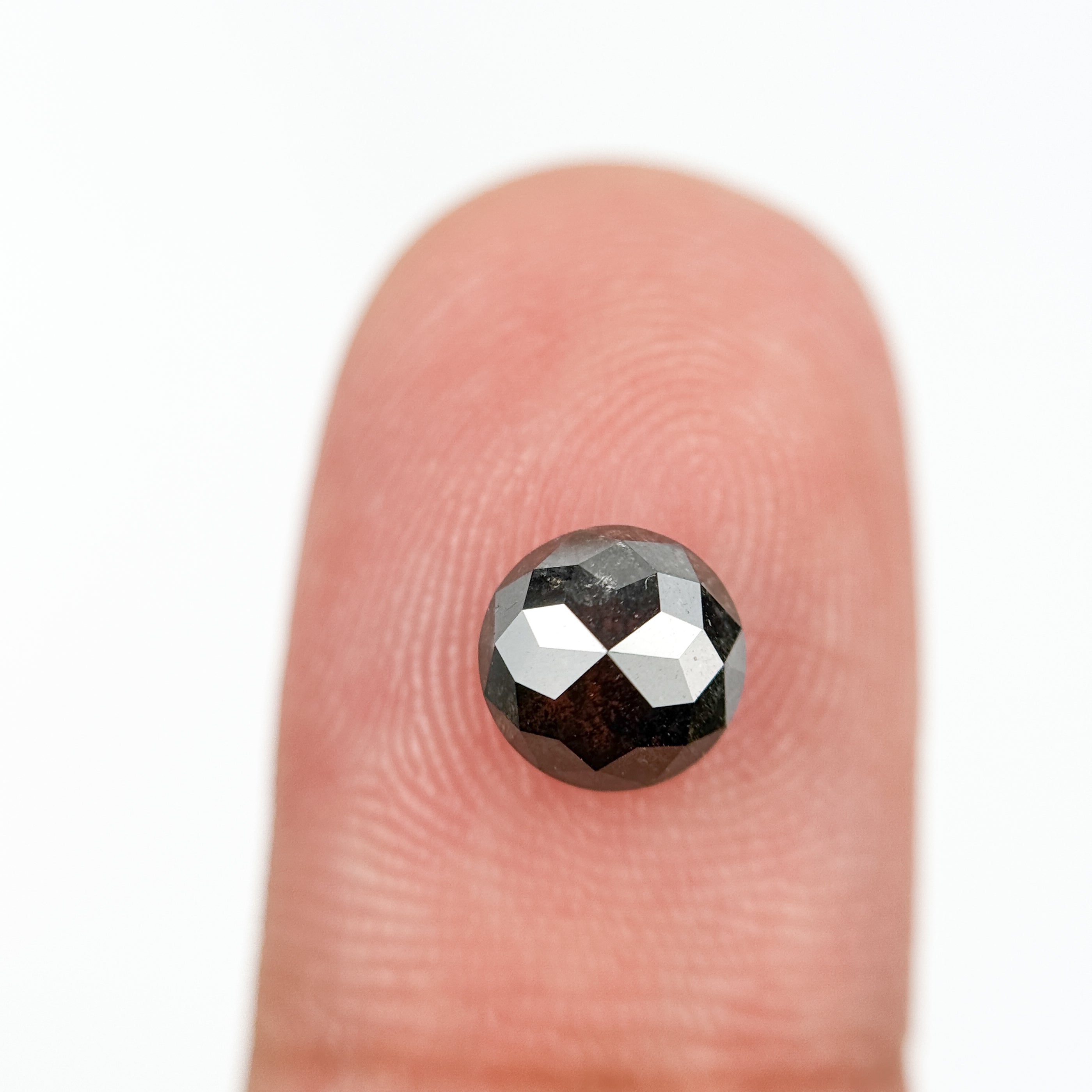 1.80 Ct Round Rose Cut Grey Natural Salt and Pepper Diamond