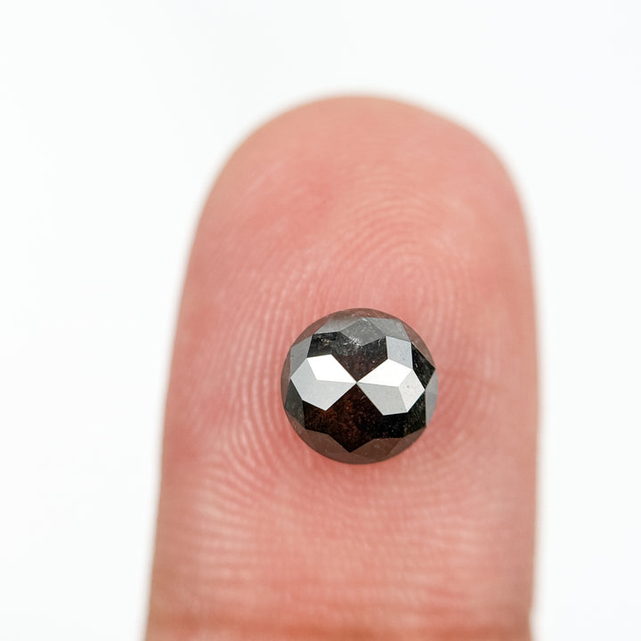 1.80 Ct Round Rose Cut Grey Natural Salt and Pepper Diamond