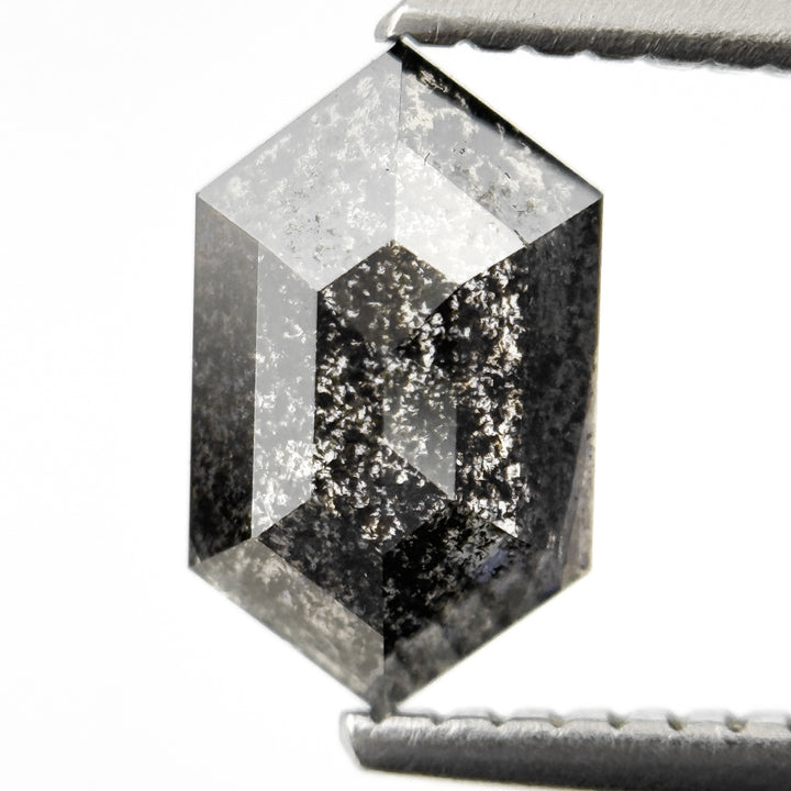 1.27 Ct Hexagon Rose Cut Grey Natural Salt and Pepper Diamond