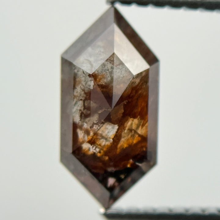 1.48 Ct Hexagon Rose Cut Red Natural Salt and Pepper Diamond