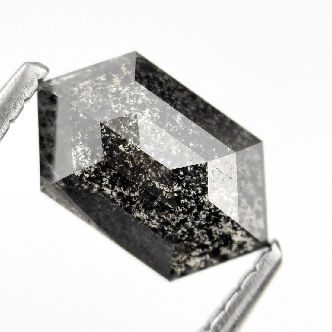 1.27 Ct Hexagon Rose Cut Grey Natural Salt and Pepper Diamond