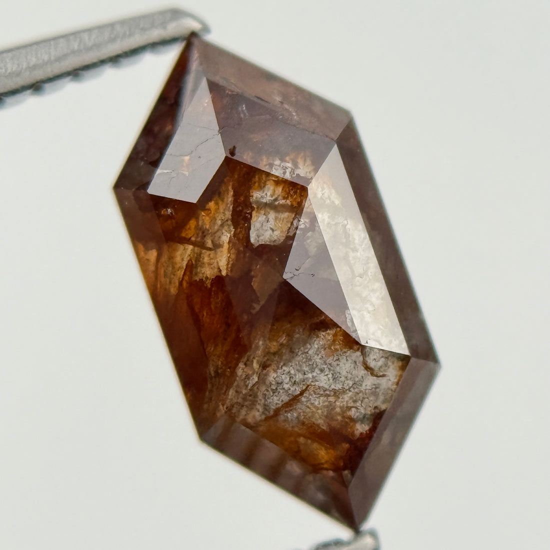 1.48 Ct Hexagon Rose Cut Red Natural Salt and Pepper Diamond