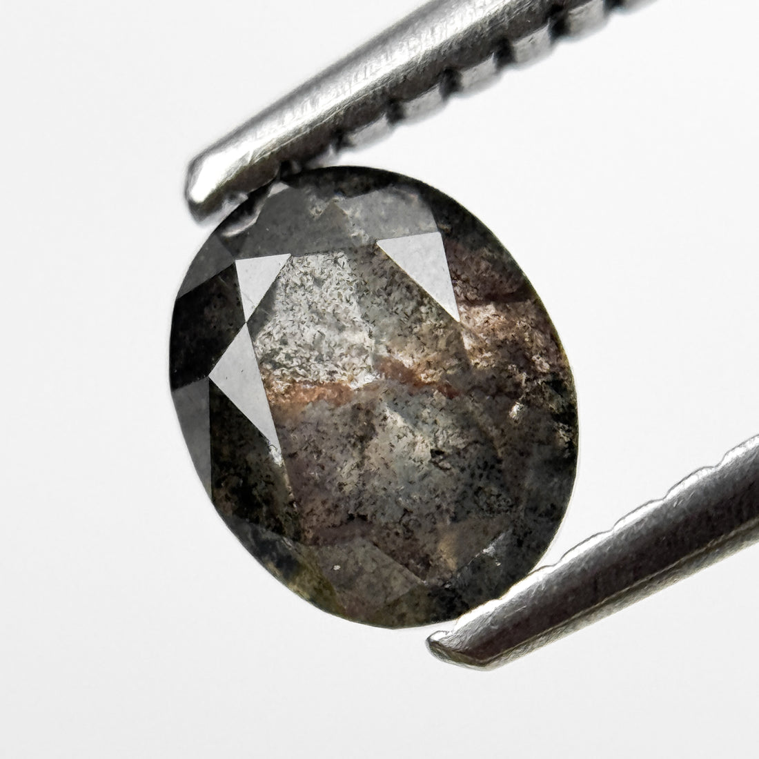 0.90 Ct Oval Rose Cut Grey Natural Salt and Pepper Diamond