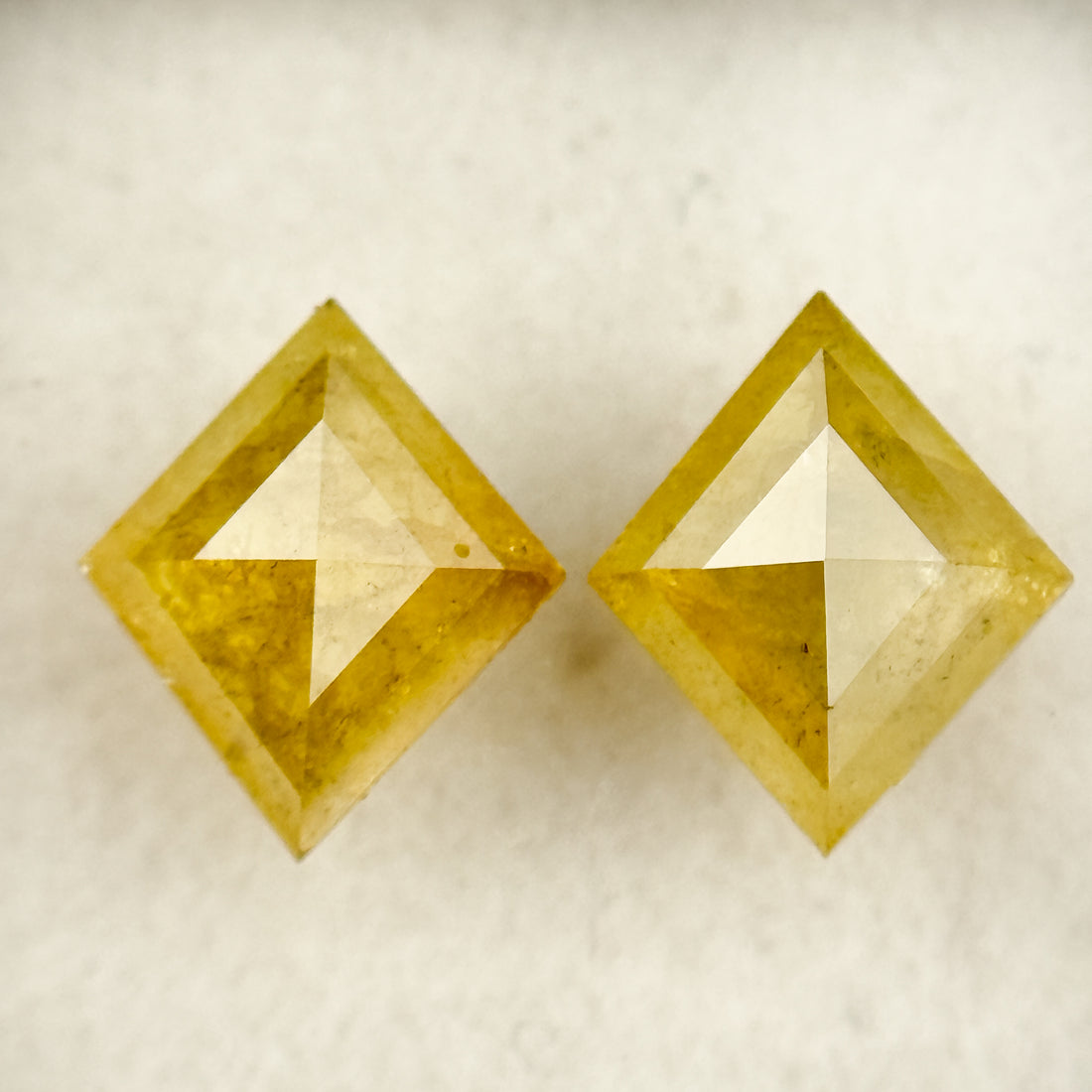1.47 Ct Kite Rose Cut Yellow Natural Salt and Pepper Diamond Pair