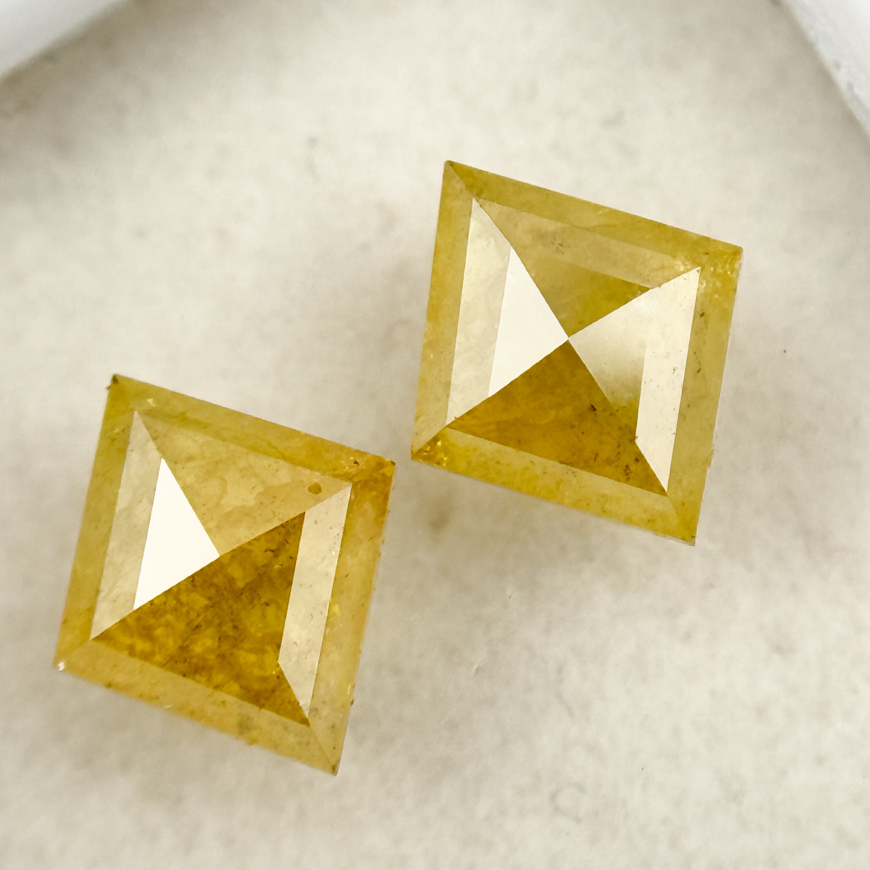 1.47 Ct Kite Rose Cut Yellow Natural Salt and Pepper Diamond Pair