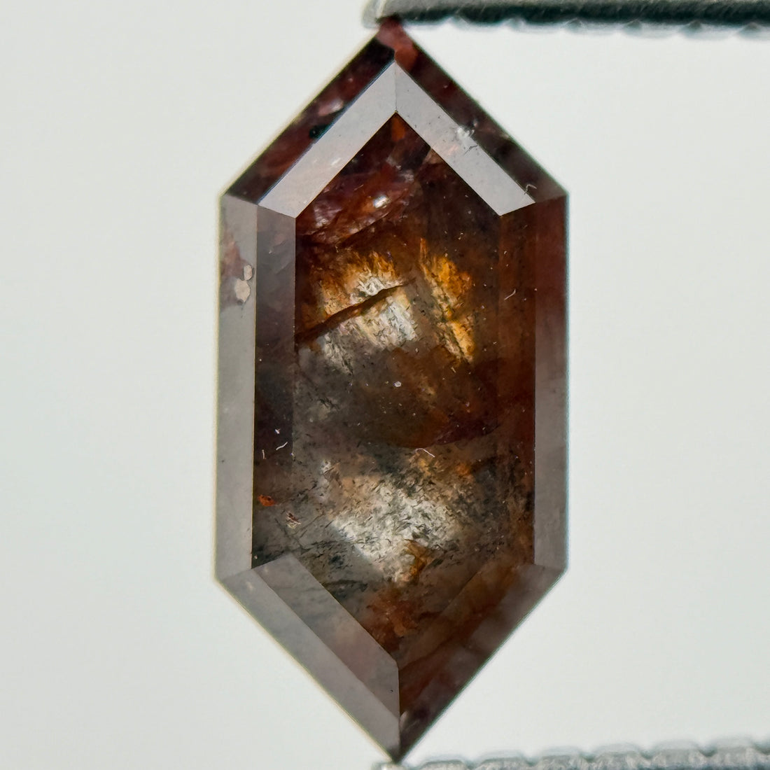 1.48 Ct Hexagon Rose Cut Red Natural Salt and Pepper Diamond