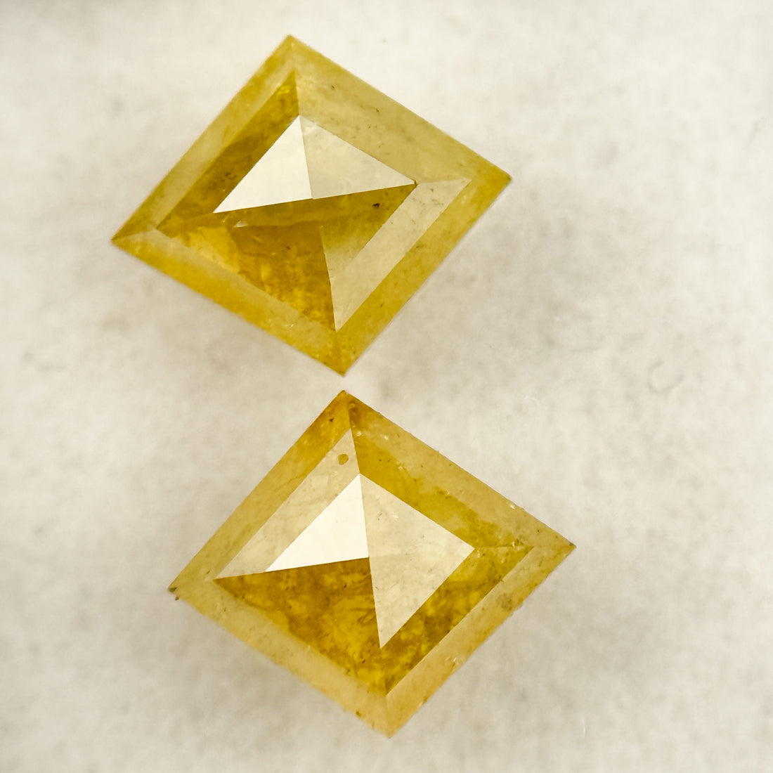 1.47 Ct Kite Rose Cut Yellow Natural Salt and Pepper Diamond Pair